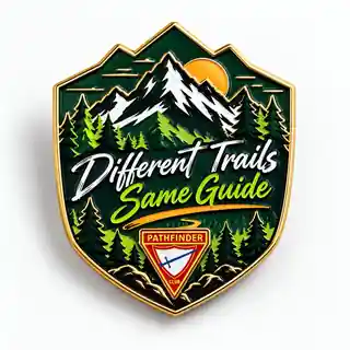 Approved Different Trails Same Guide shield pin artwork