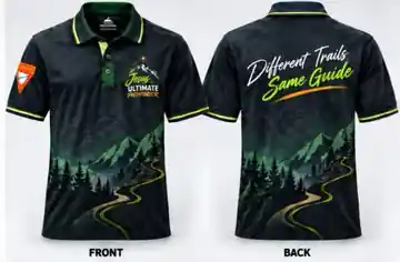 Approved Jesus the Ultimate Pathfinder polo artwork shown front and back